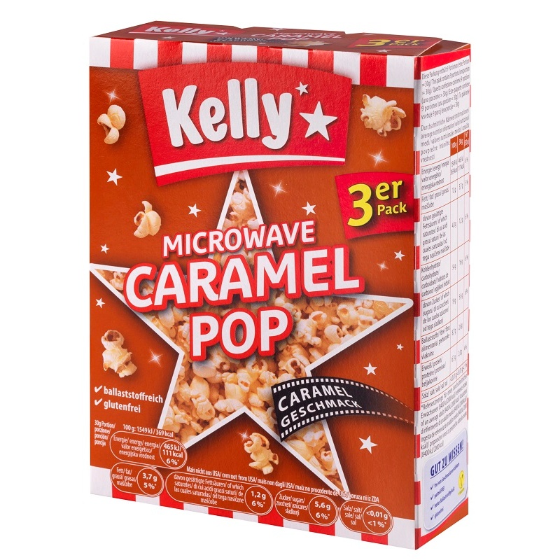 Kelly's popcorn per microonde 270g caramello