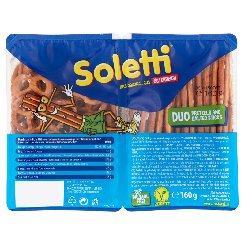 Soletti vaschetta Duo (brezel/stick - salati) 160g 528