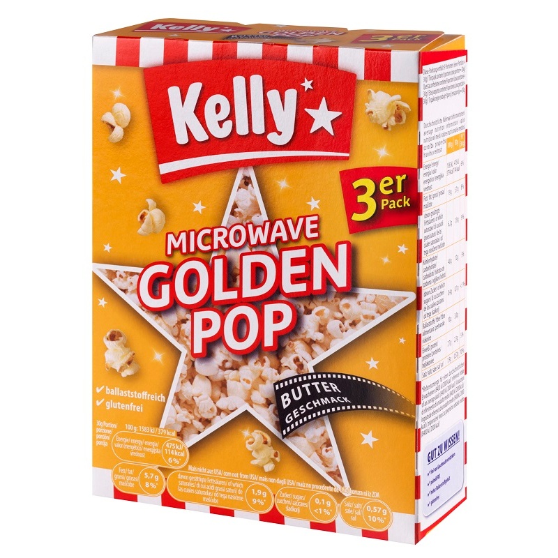 Kelly's popcorn per microonde 270g burro